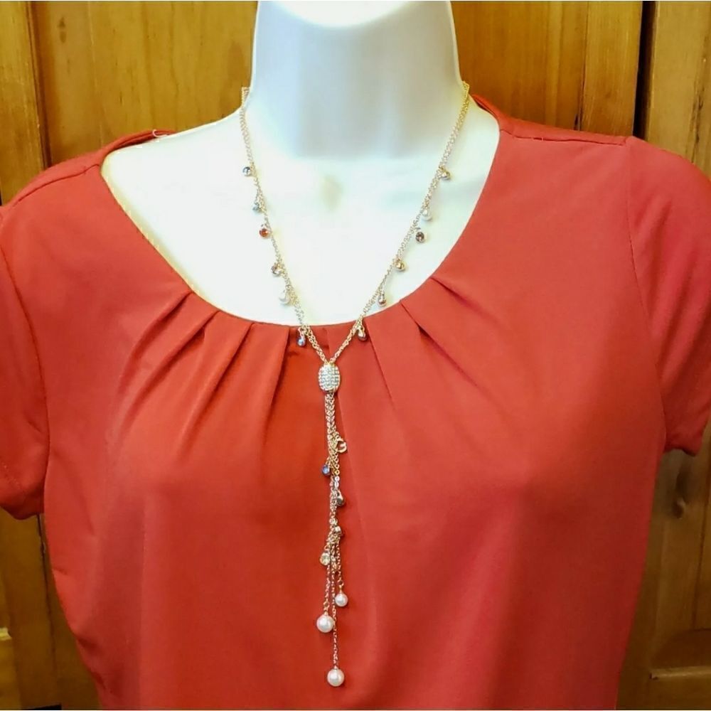 LAYERED BEADED Goldtone Necklace 